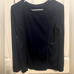 Navy blue Beyond Scrubs long sleeve shirt. Dri-fit material